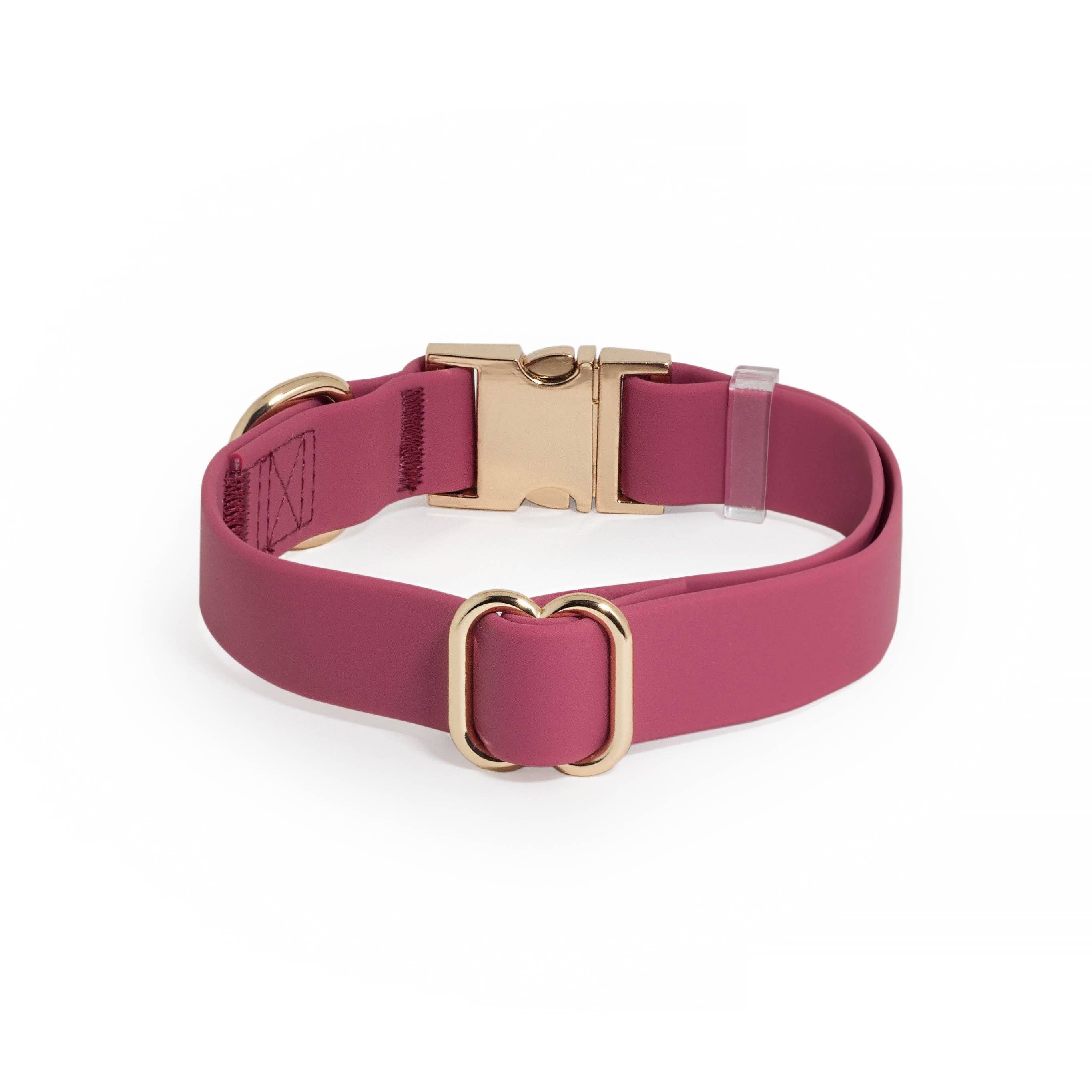 SUNNY TAILS - Mulberry Burgundy Waterproof Dog Collar: MEDIUM