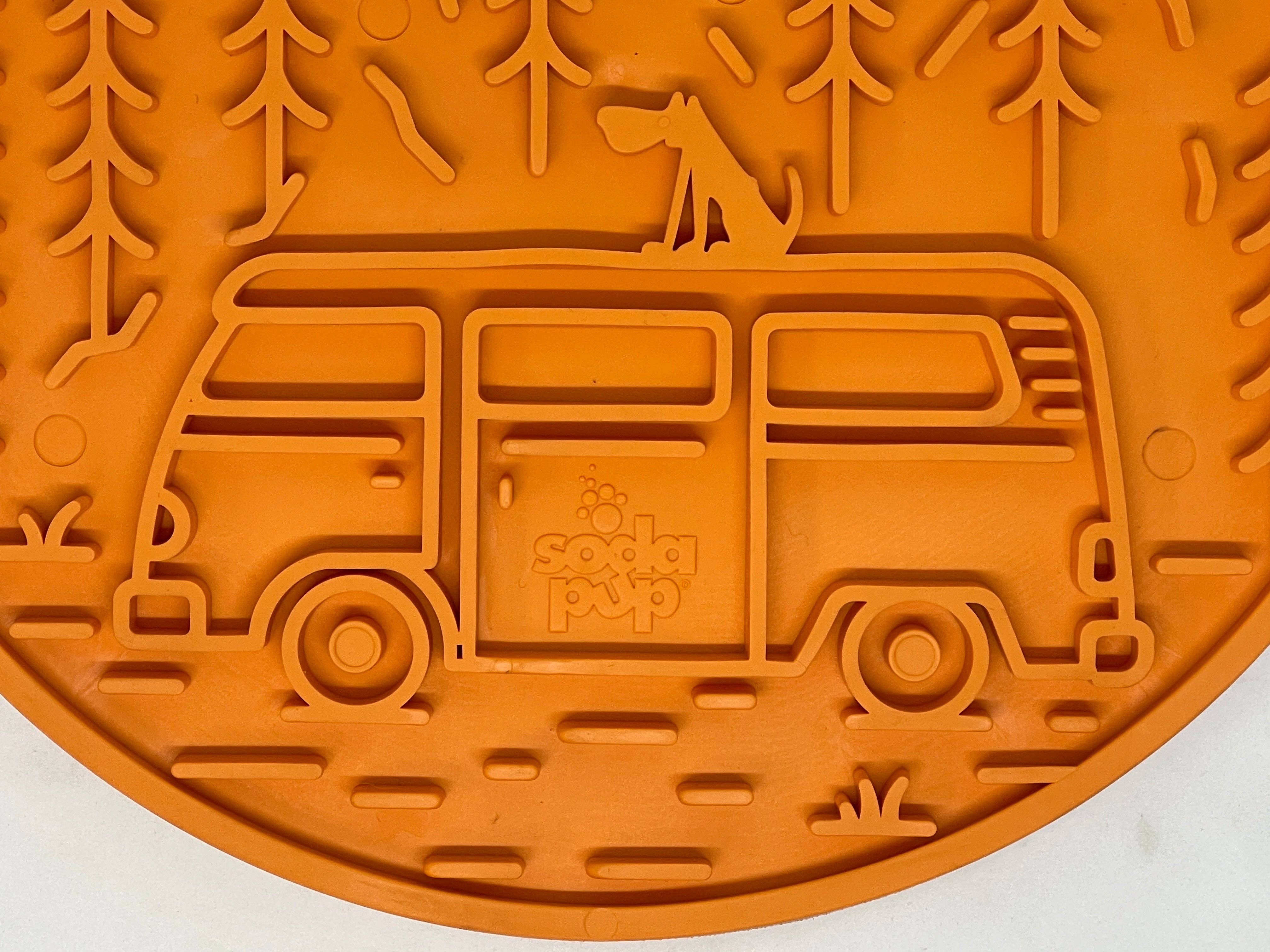 SodaPup Dog Toys - Camp eMat Enrichment Lick Mat With Suction Cups: Orange