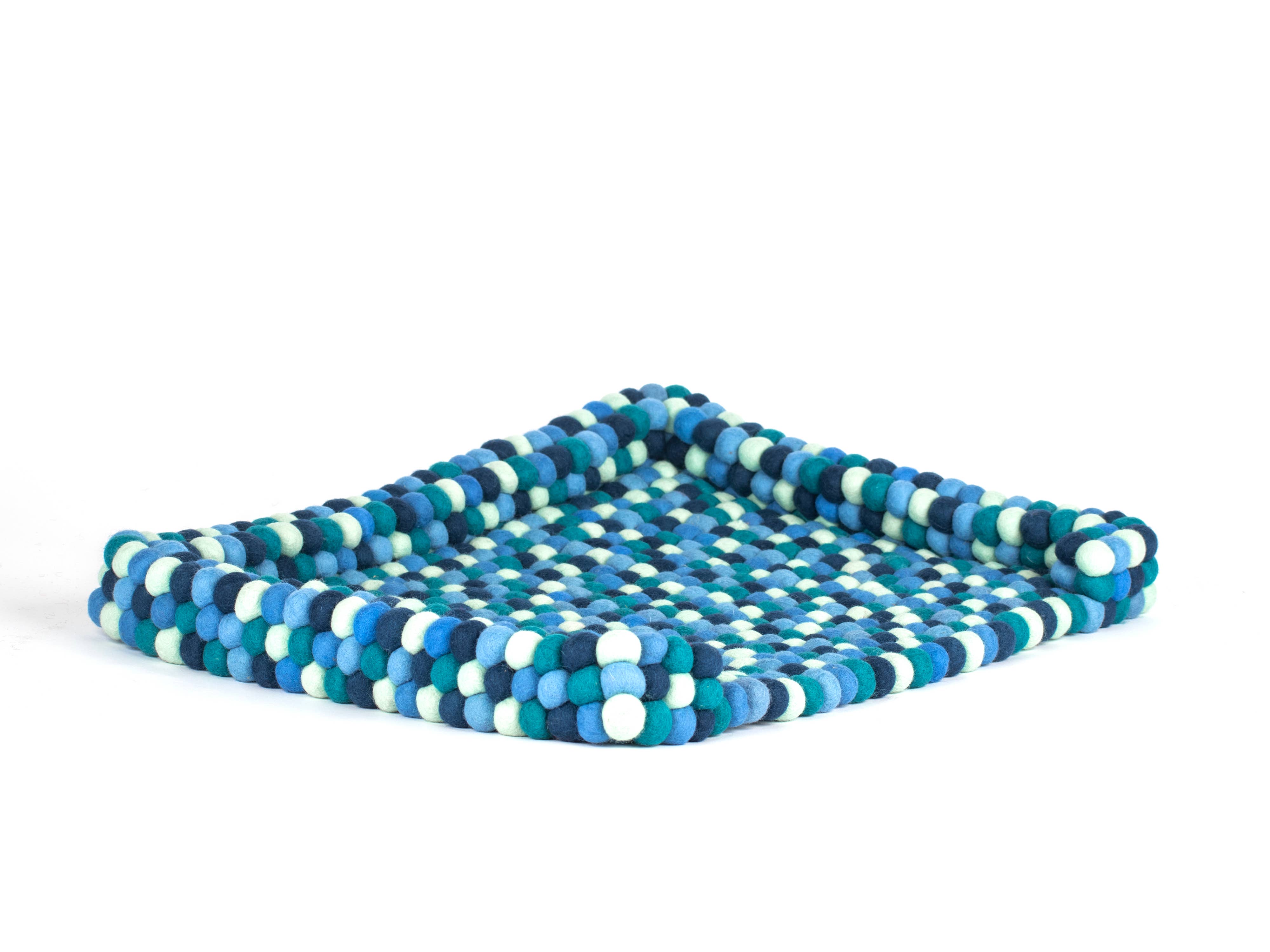 Felt Dog Bed - Natural Wool Handmade Dog Bed for All Breeds: Medium 30x20 / Rainbow Multicolor