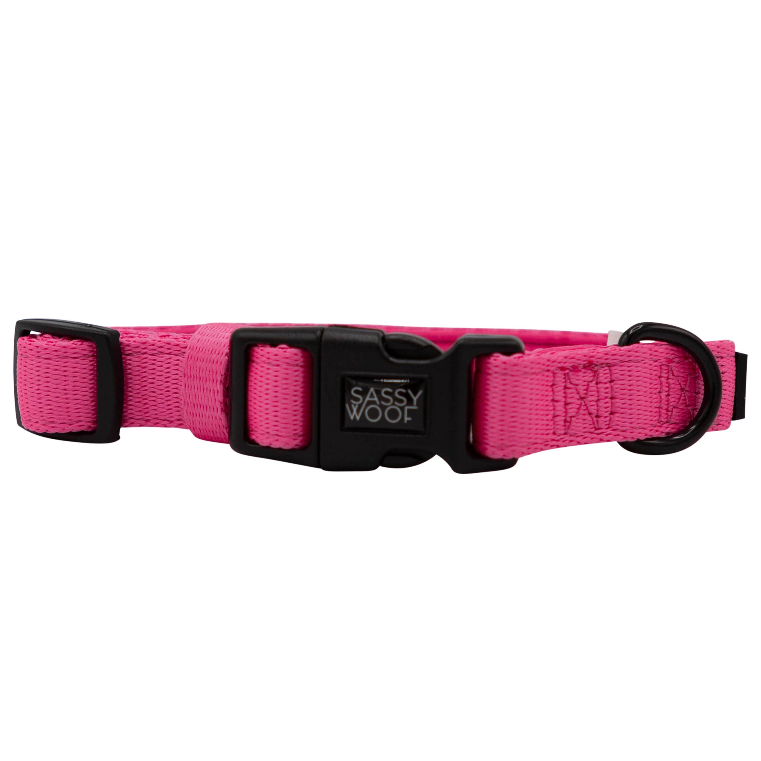 SASSY WOOF - Dog Collar - Neon Pink: M