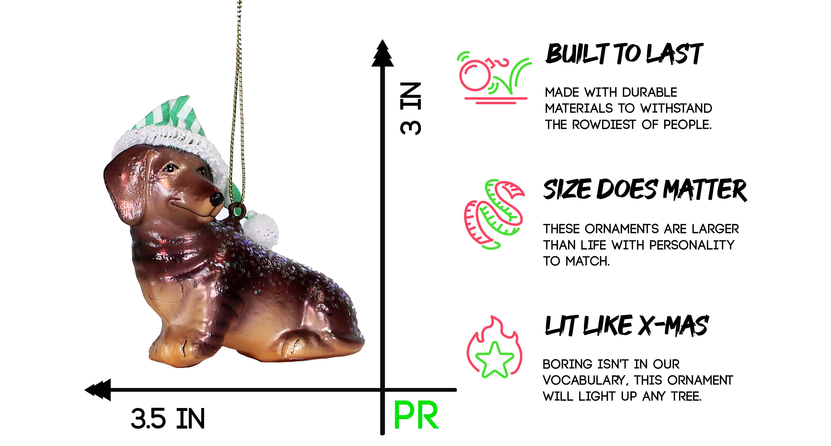 Party Rock | Dachshund With Hat Glass Ornament