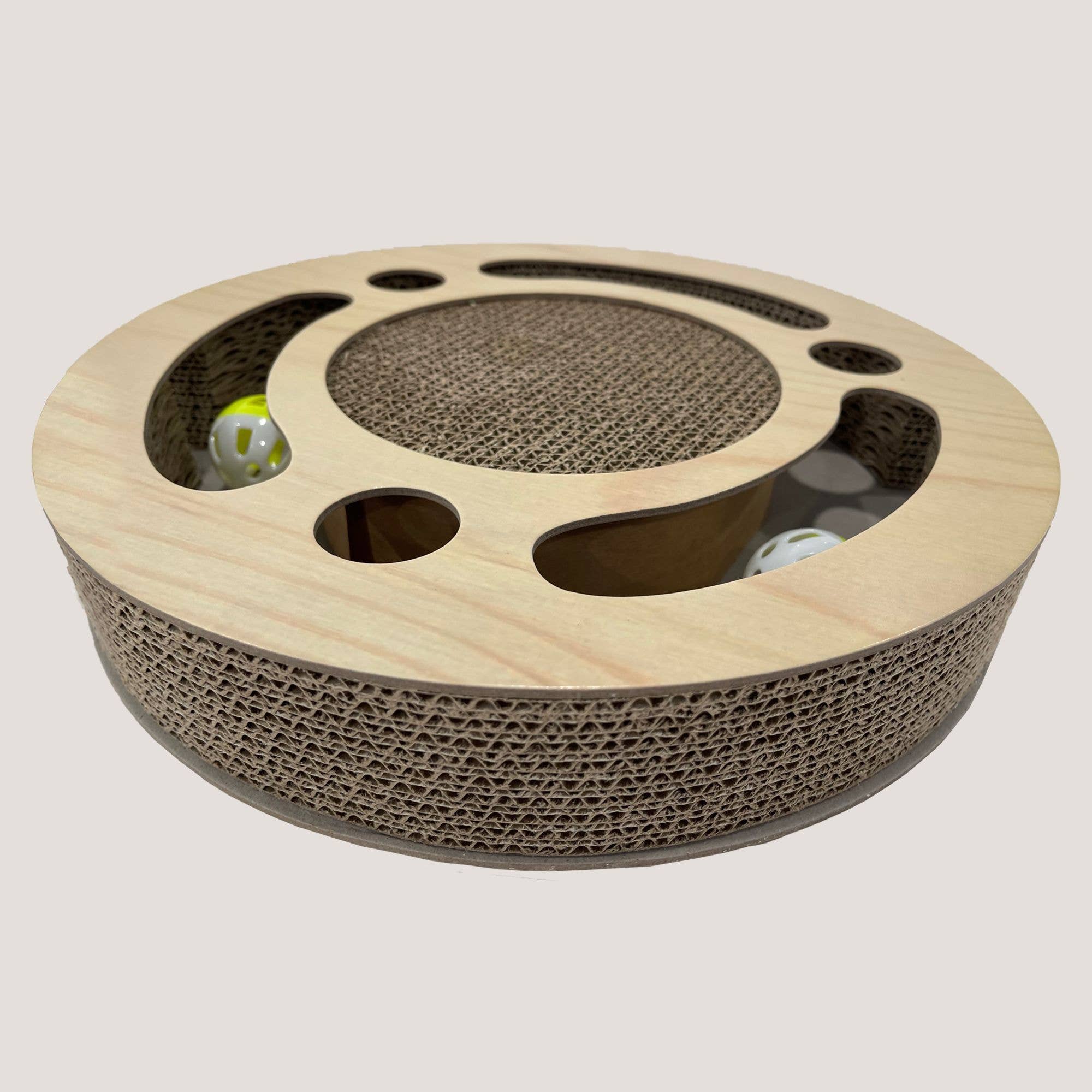 PET GEAR DISTRIBUTORS - NANDOG Round Shape Open Play Set Wood Cat Scratcher