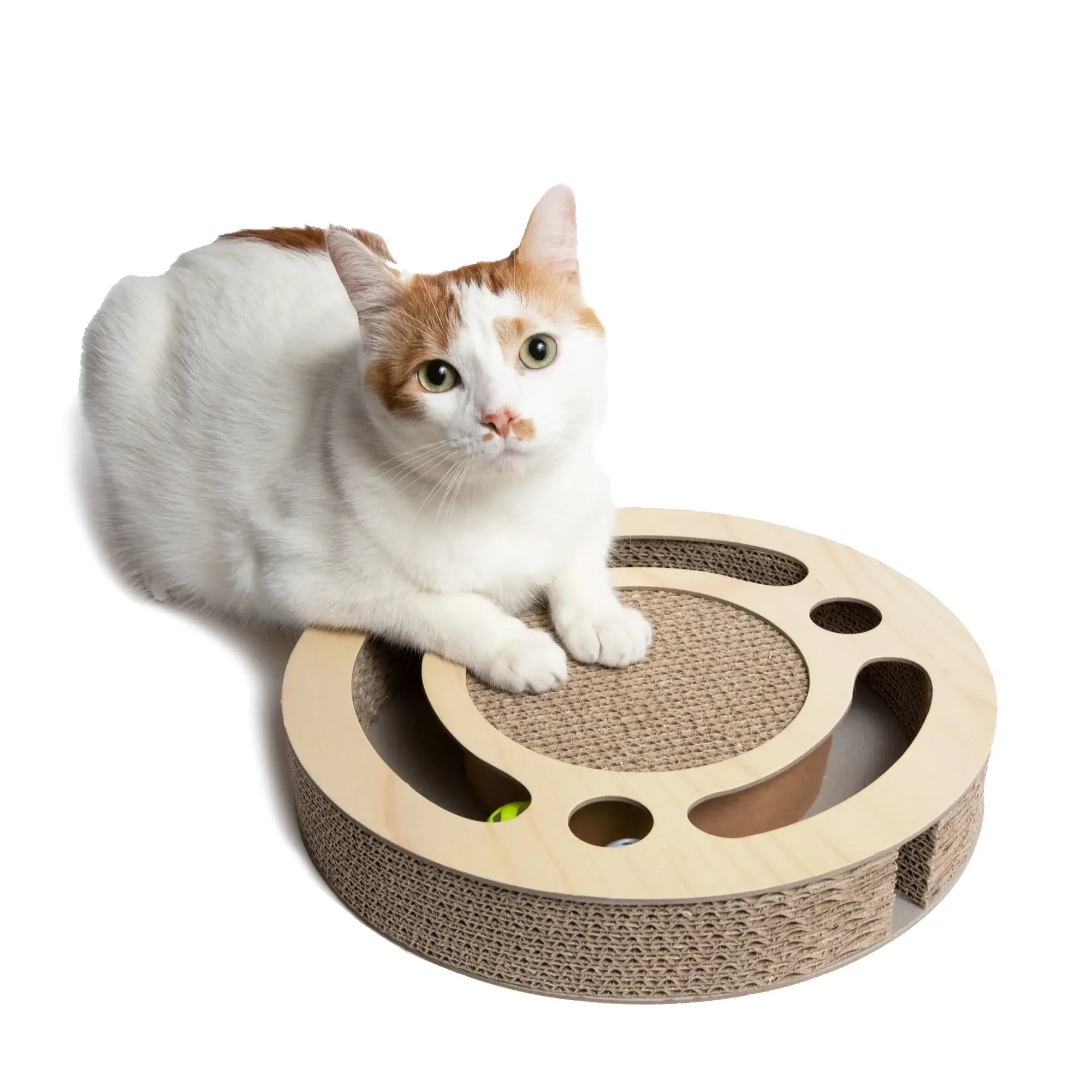 PET GEAR DISTRIBUTORS - NANDOG Round Shape Open Play Set Wood Cat Scratcher