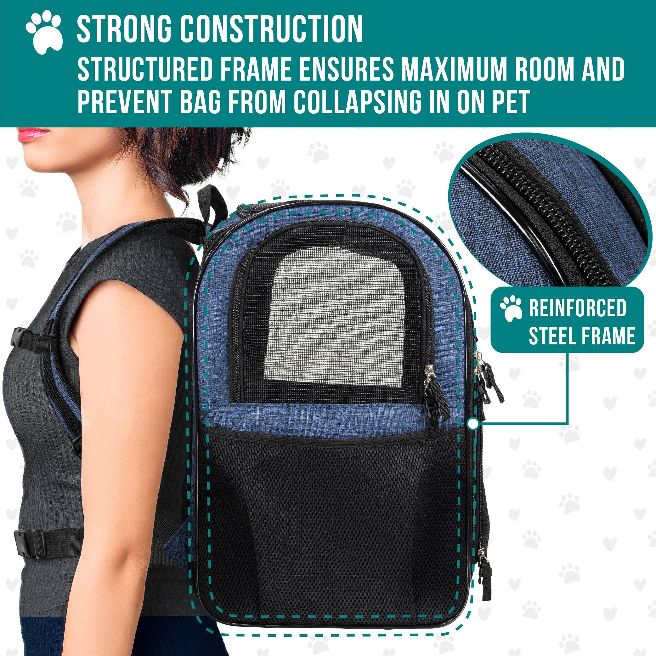 PetAmi - Ultimate 4 Way Entry Pet Carrier Backpack: Black / One Size - 14.5" x 11.5" x 18" (LxWxH)