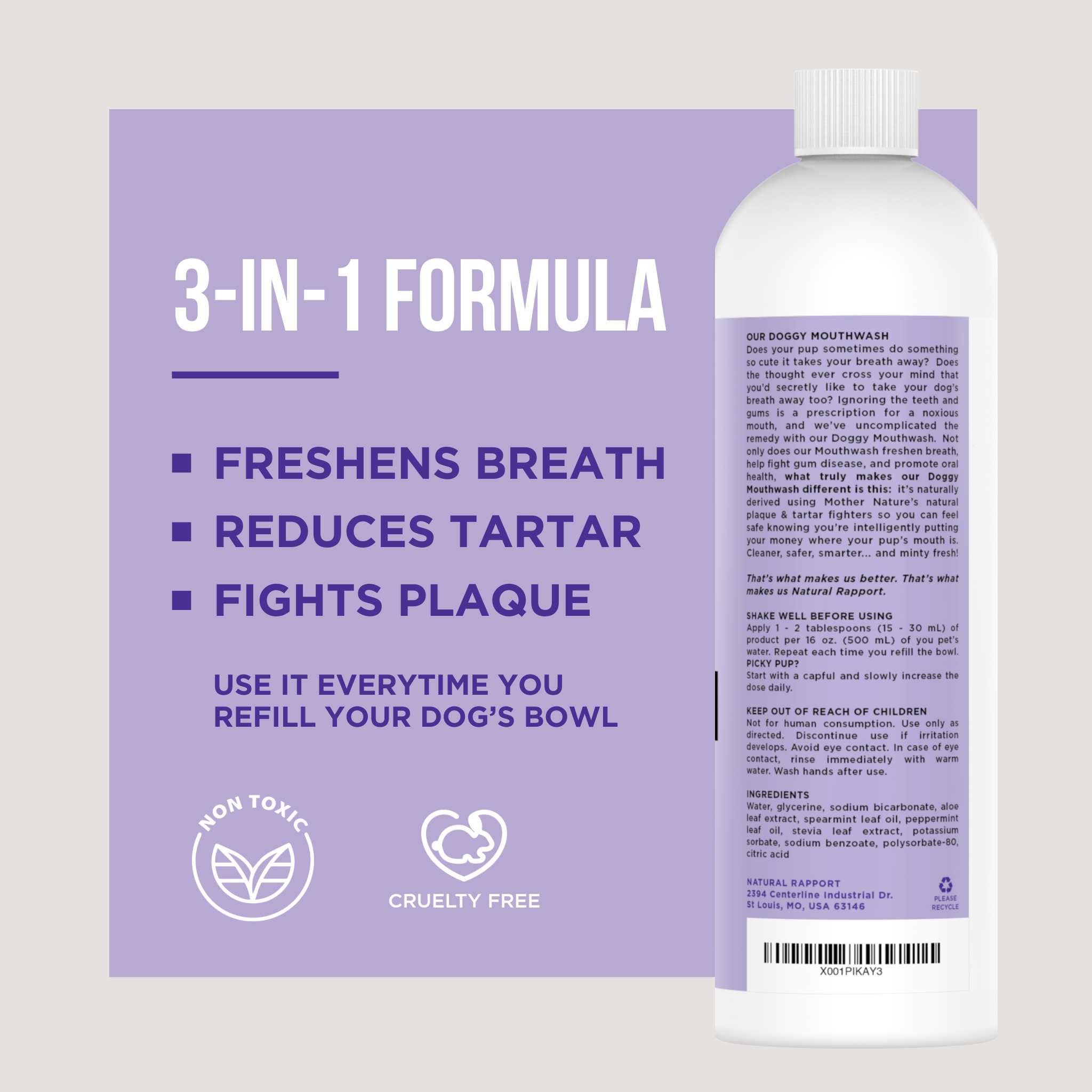 Natural Rapport - The Only Doggy Mouthwash Dogs Need: 16 ounce