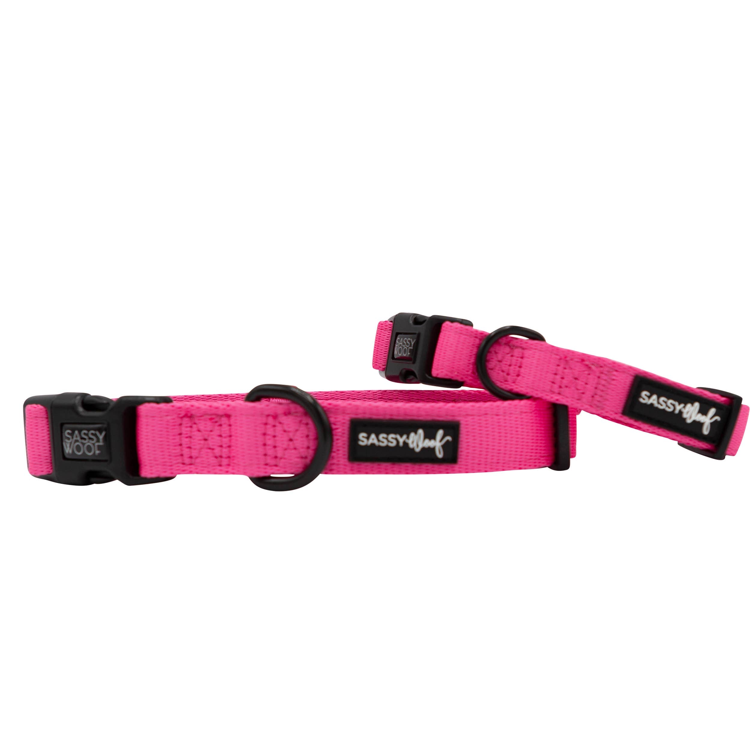 SASSY WOOF - Dog Collar - Neon Pink: M