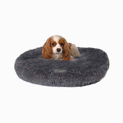 Nandog Pet Gear - SHAGGY ROUND PET BED - MEDIUM / DARK GRAY