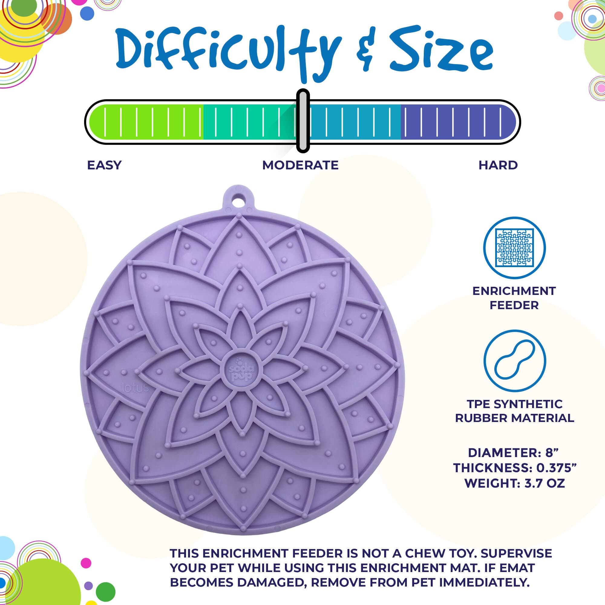 SodaPup Dog Toys - Lotus eMat Enrichment Lick Mat With Suction Cups: Light Purple