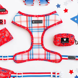 Frenchie - Frenchie Duo Reversible Harness - Red, White, and Paisley: M