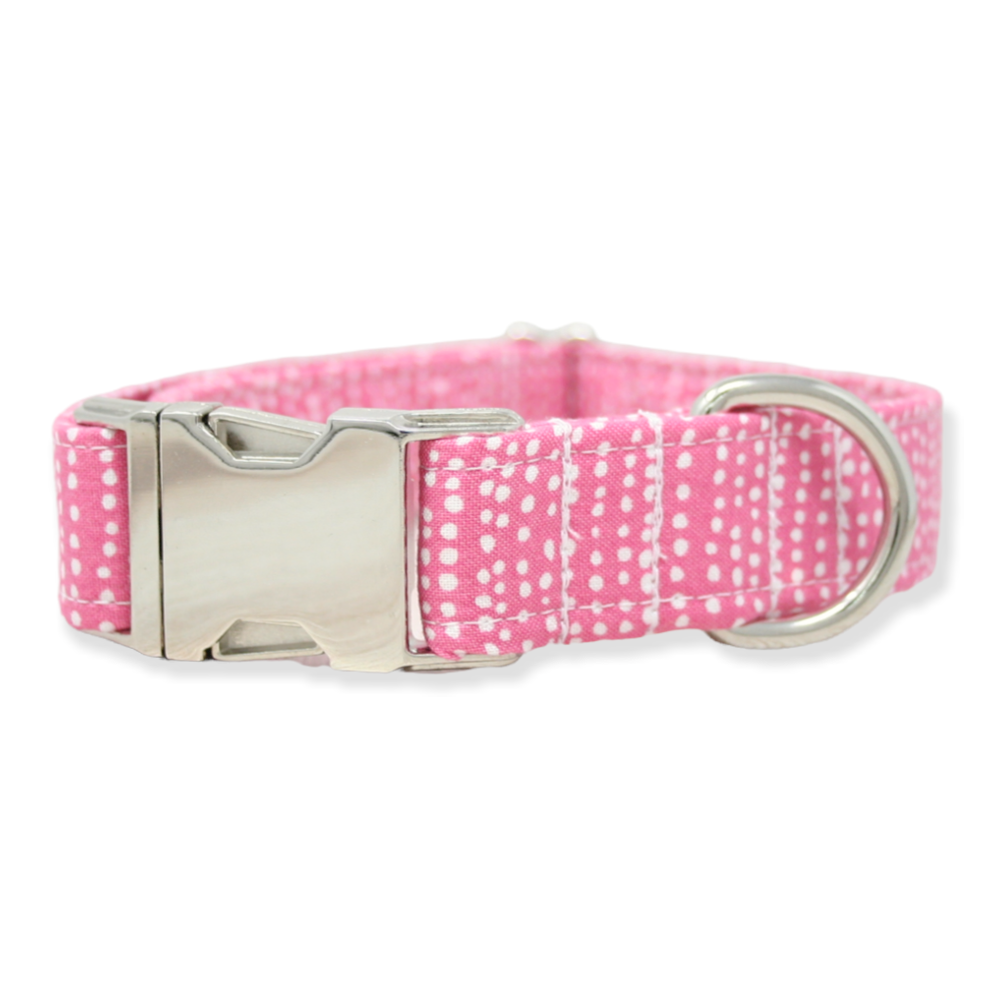 The Oxford Dog - Pink Dog Collar, Girl Dog Collar, Pink Ditsy Dots Dog Collar