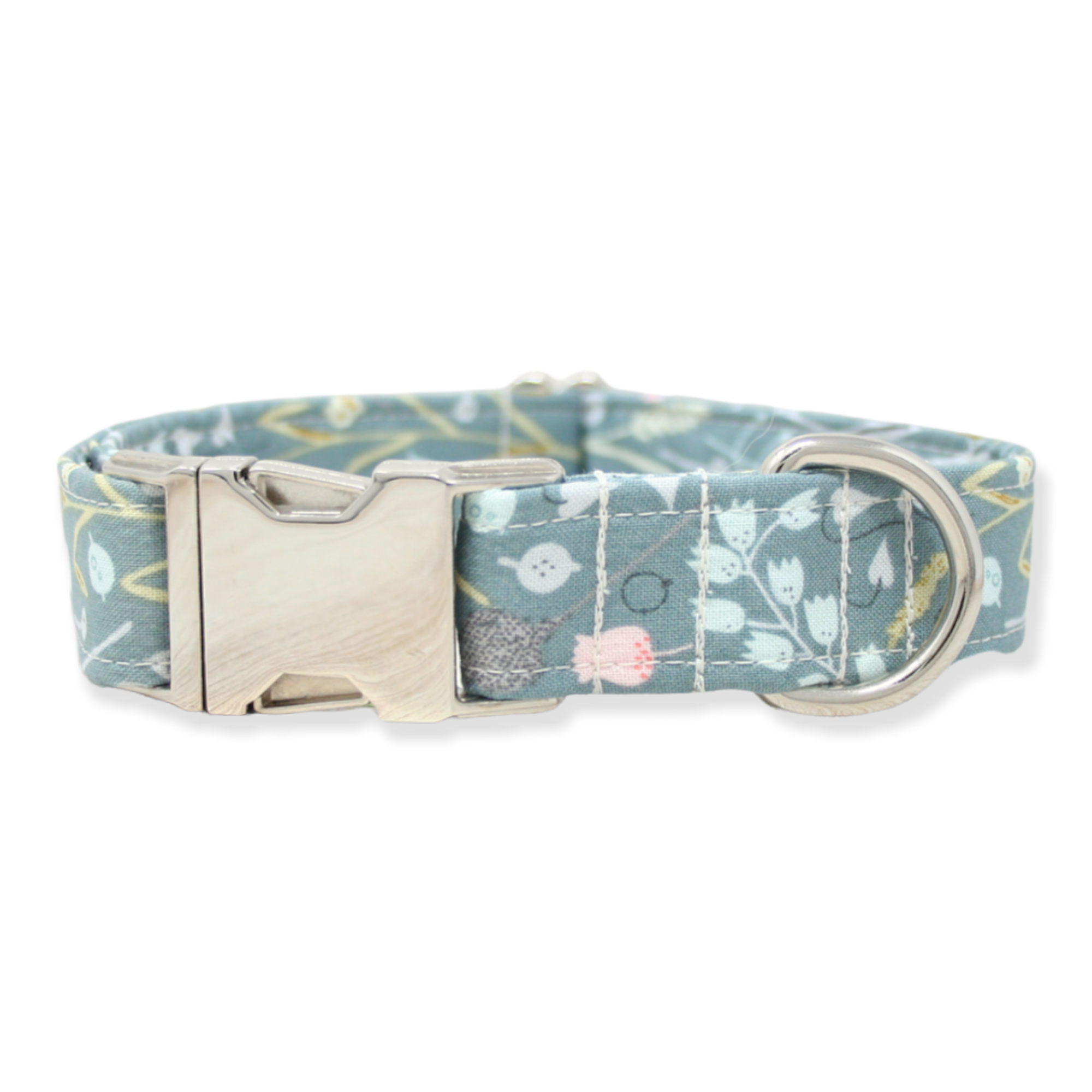 The Oxford Dog - Floral Dog Collar, Girl Dog Collar, Teal Meadows Dog Collar