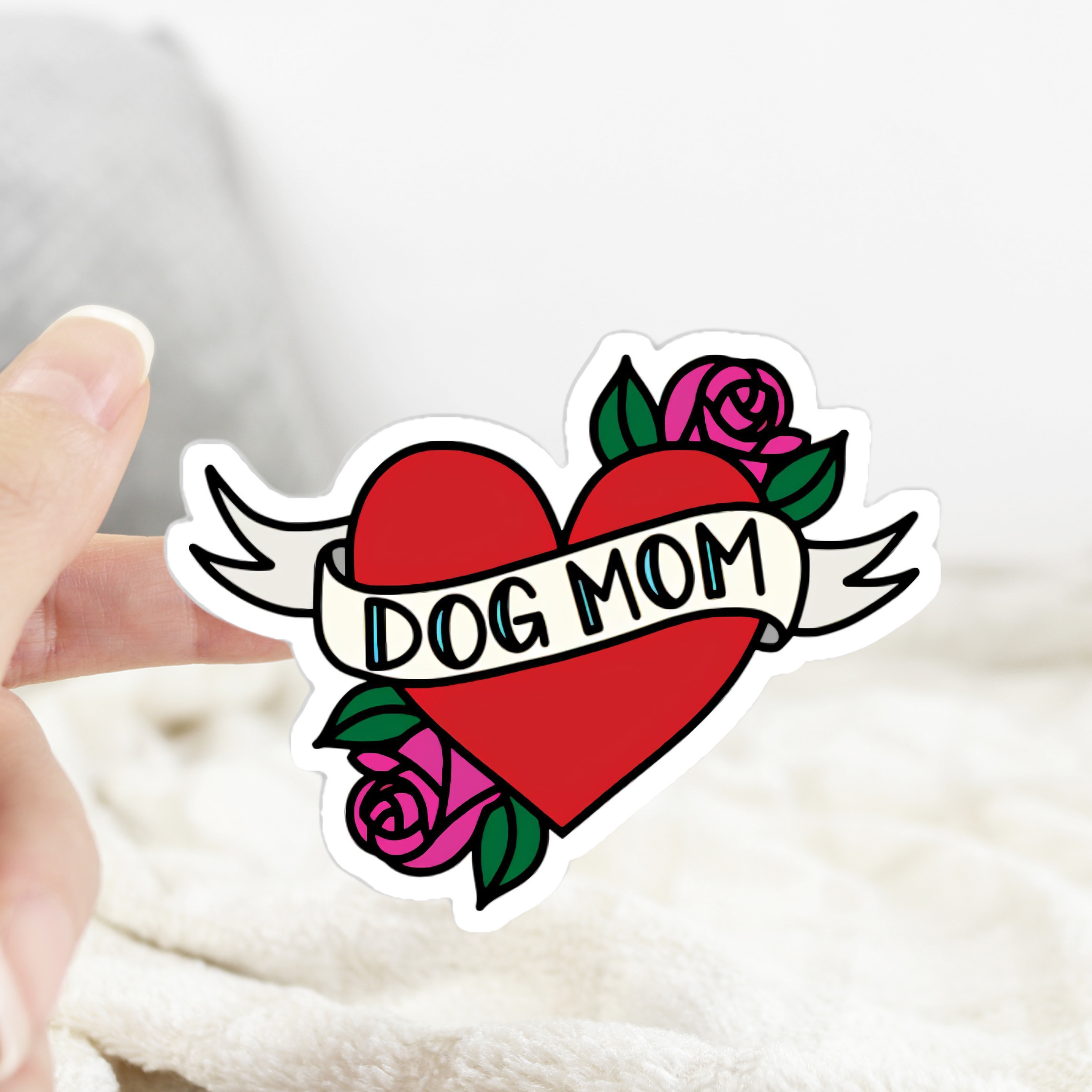 Dog Mom Heart Sticker: Transparent Background