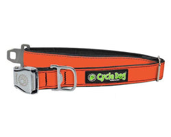 Cycle Dog - Orange MAX Reflective Dog Collar: Latch-Lock Metal Buckle / Large / Standard