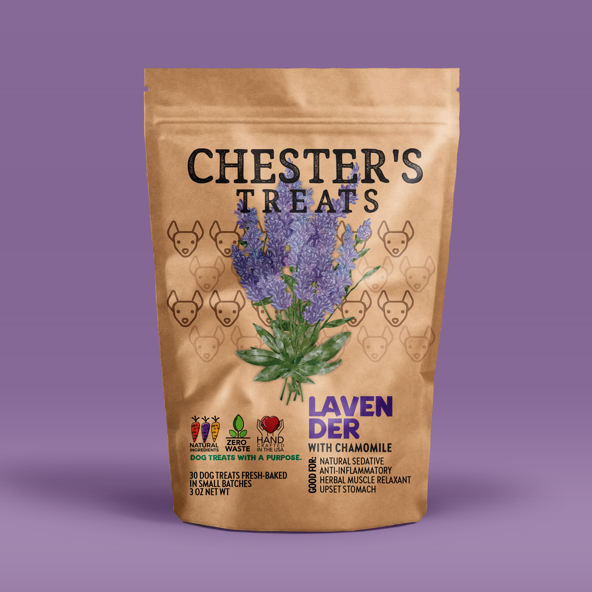 Chester's Dog Treats, LLC - CHESTER’S LAVENDER & CHAMOMILE NATURAL DOG TREATS