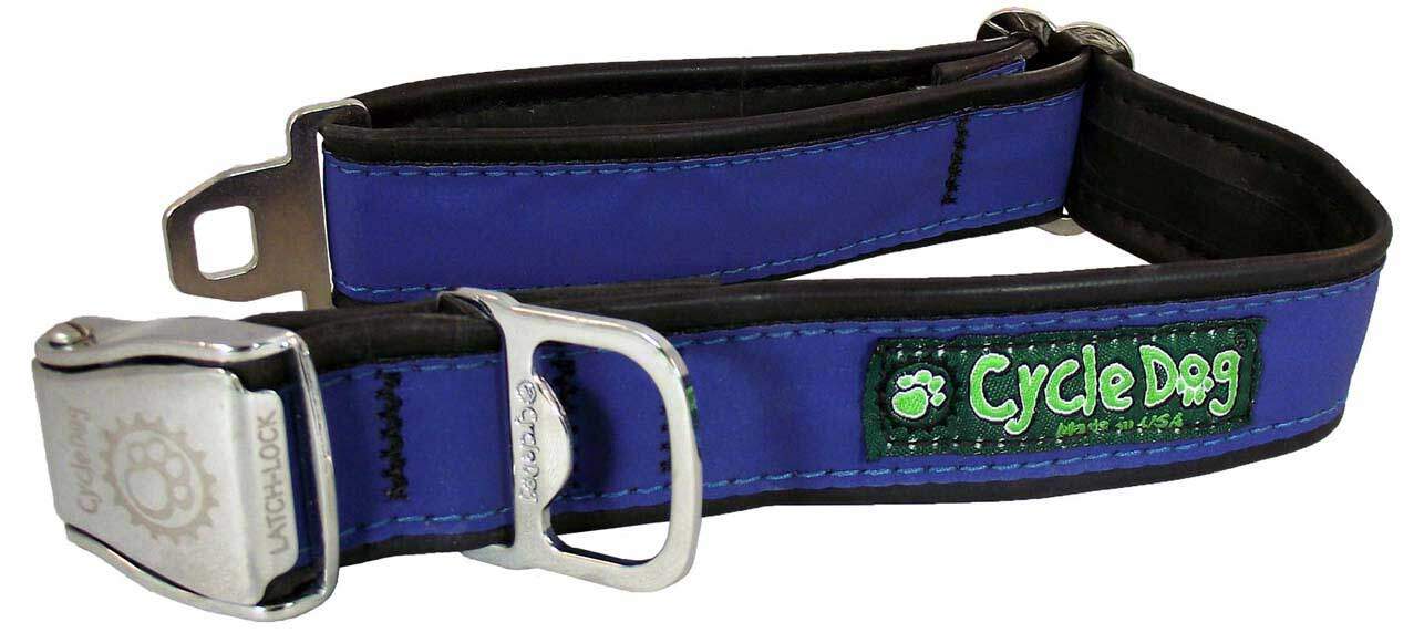 Cycle Dog - Blue MAX Reflective Collar: Latch-Lock Metal Buckle / Medium / Standard