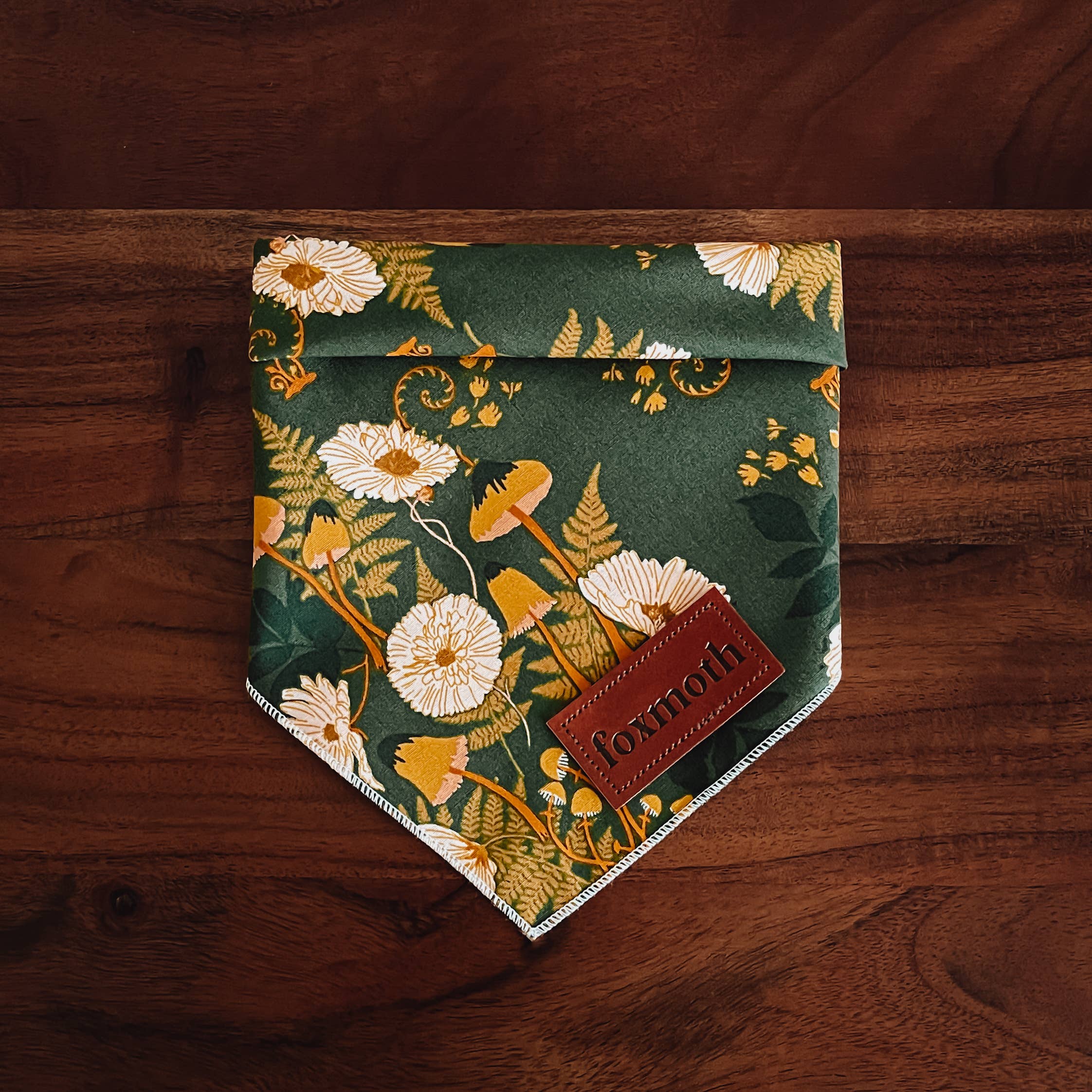 Foxmoth Mushrooms & Moss Bandana | Woodland Boho-XL